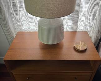 MCM style nightstand and Lamp