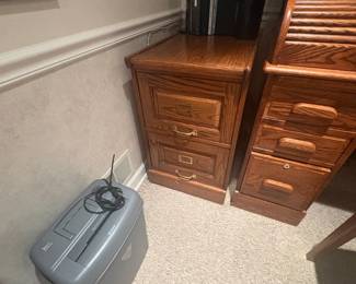 . . . closer look at the oak file cabinet -- shredder