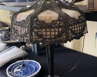 Antique Slag Glass Lamp