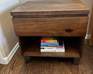 Wood Side Table W Books