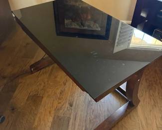 Glass Top Desk  Golden Oak