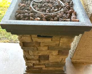 Plastered Brick Look Outdoor Gas Fireplace