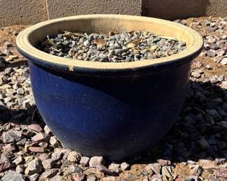 Small Blue Glazed Garden Pot