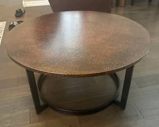 Round Hammered Copper Table