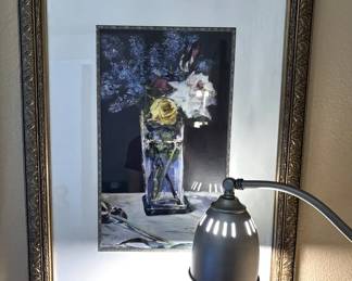 Decorative Flower Picture With Floor Lamp