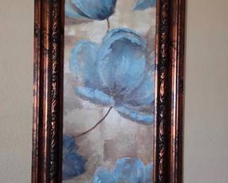 Pretty Gold And Blue Floral Art