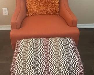 Accent Chair With Patterned Footrest