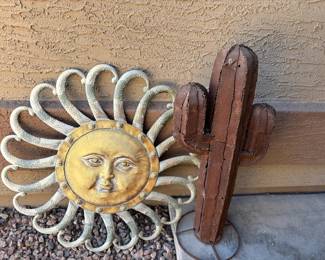 Rustic Metal Cactus And Sun