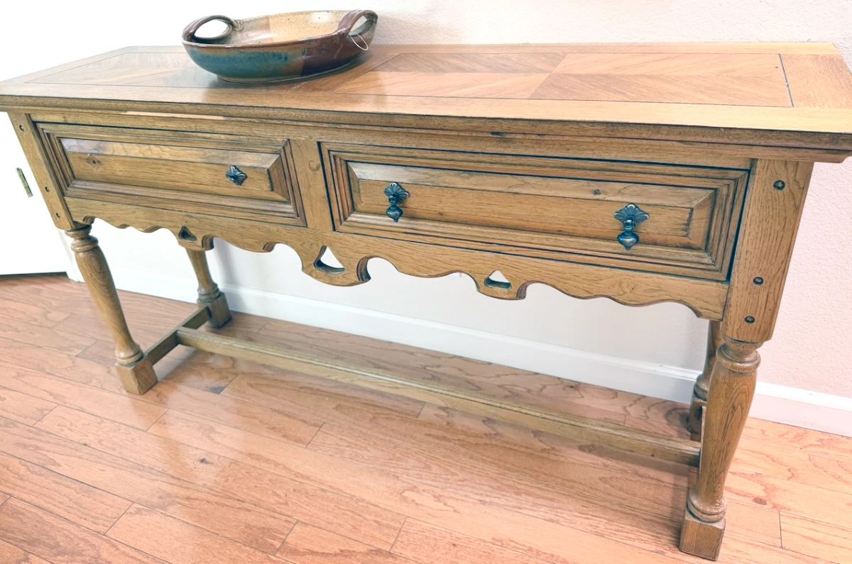 Entry table; lots of solid wood furniture pieces!