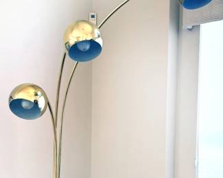 Italian-style 3-arm arc brass floor lamp with marble base