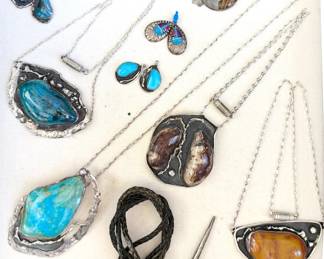 Native American jewelry, including several oversized pieces