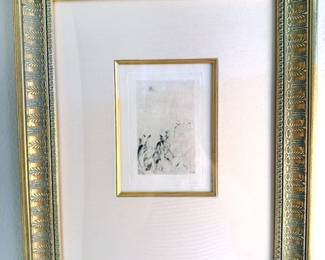 Renoir “Sur la Plage" dry point etching with authentication certificate
