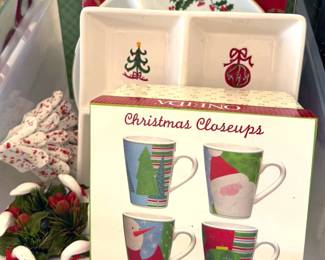 Holiday: decor, ornaments, nativity set, Crystal Falls village, Spode tree goblets, wrapping paper