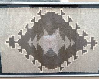 Framed Navajo rug, approximately 24x36