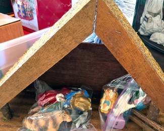 Holiday: decor, ornaments, nativity set, Crystal Falls village, Spode tree goblets, wrapping paper