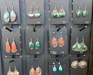 Assorted earrings, some Native American