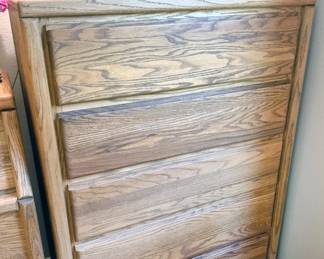 Wood dresser; Bushnell binoculars, vintage travel case + briefcase