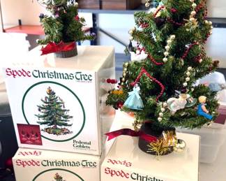 Holiday: decor, ornaments, nativity set, Crystal Falls village, Spode tree goblets, wrapping paper