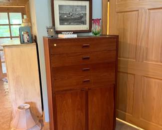 Modern design chest, old Gloucester Harbor Winslow Homer engraving