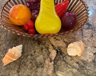 Basket of glass fruit