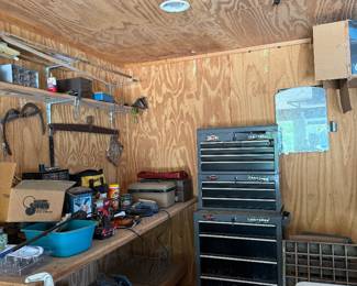 Still working in here, garage by guest house 