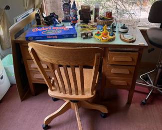 Desk, chair, miscellaneous
