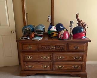 Solid oak dresser and mirror