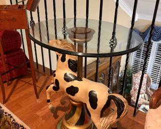 Horse Glass Table Newer $65