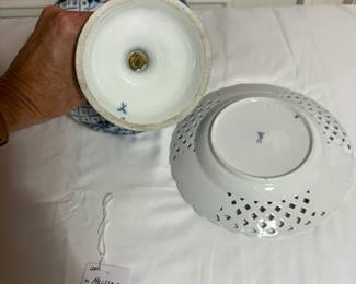 Meissen Porcelain Pedestal Compote & Plate $75
