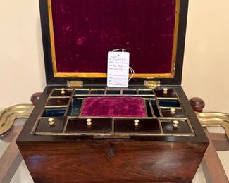 Victorian Velvet Sewing Jewel Box with Key $300