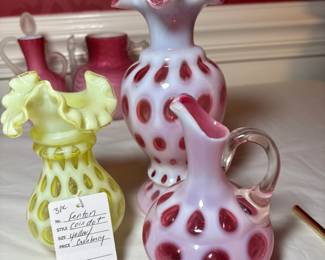 3pc Fenton Coin dot Yellow Cranberry $100