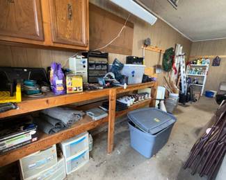 tools, storage, tile cutter, organizer, hand tools, palm sander, drill, Bosch saws with charger but not battery