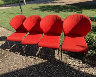 set of 4 orange chairs