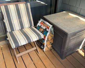 patio chair, deck box