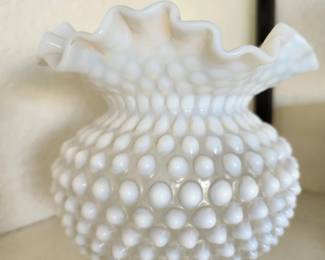 MCM Milk Glass Hobnail Vase.