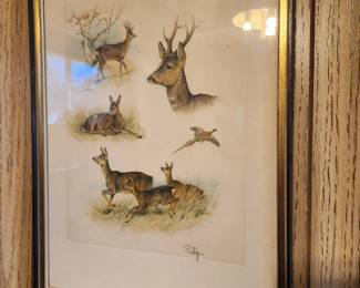 Study of Deer 'Etude De Chevreuils' by French Wild Life Artist Georges-Frederic Rotig