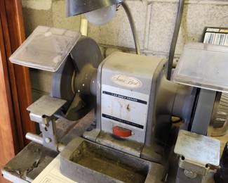 Sears Craftsman 1/2 HP Bench Grinder - Model 397-19340 - Worklight, eye shields and a tool rest tray.