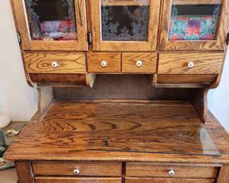 Antique Wood 'Possum Belly' Baker's Cabinet - Great condition.