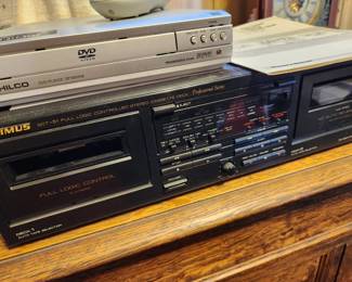 Optimus Cassette Player - DVD Philco Player on Top.