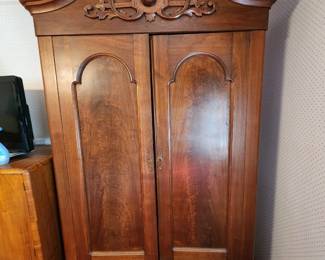 Fabulous Antique Victorian Walnut 'Knockdown' Wardrobe/Armoire...with Bonnet/Curved Crown w/Carved Crest.