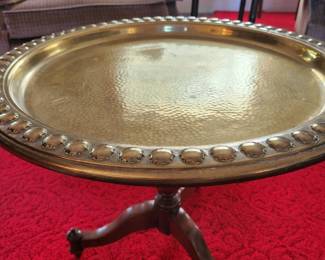Vintage Brass Tray on Vintage Stand.