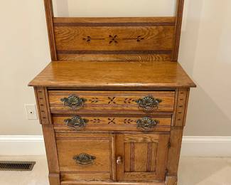 Solid Oak Hall Tree / Entry Cabinet