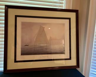 Signed Tim Thompson “The America’s Cup – Reliance vs. Shamrock III” Maritime Print