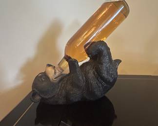 Resin bear wine bottle holder, novelty figurine