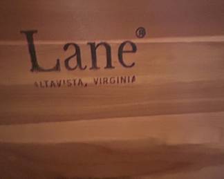 Lane wooden furniture, Altavista Virginia, branded stamp