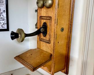 Antique Oak Wall-Mount Telephone