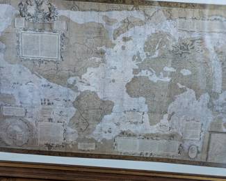Framed Antique World Map