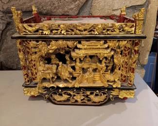 Delicate Wood Carved Chinese Box