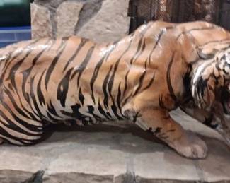 Large Crouching Italian Ceramic Tiger