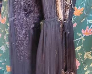 Feather Collared Vintage Sheer Robes